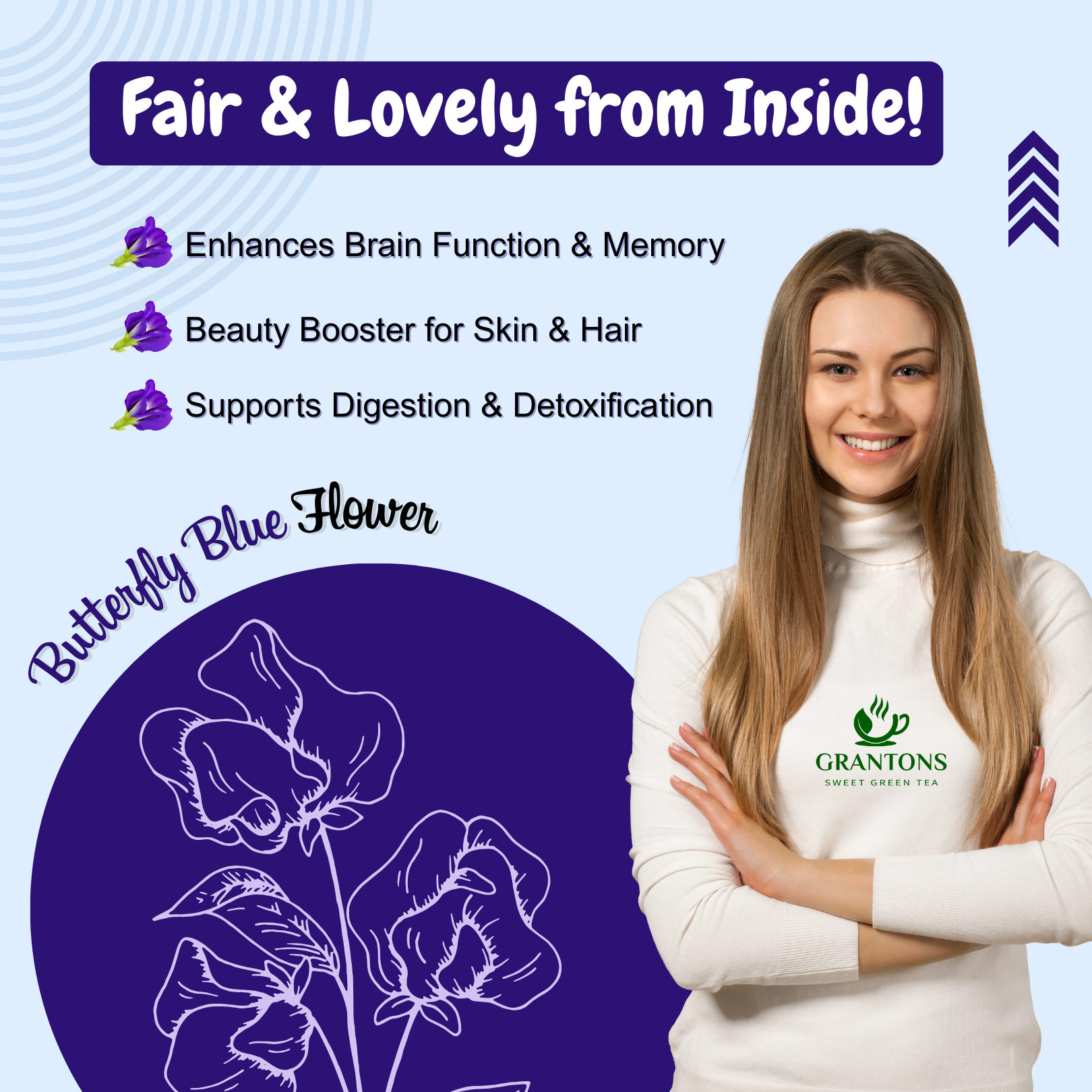Butterfly Pea Flowers | Herbal Tea | 50gm Loose Flowers | 50 Cups - No Calories, 100% Natural - Image 2