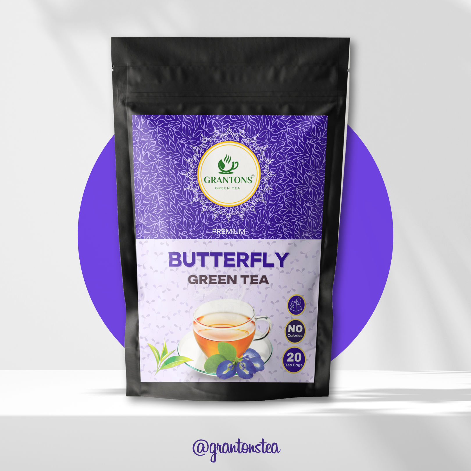 Butterfly Green Tea | Herbal Tea | 20 Teabags | 20 Cups - No Calories, 100% Natural